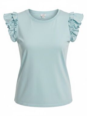 J. Crew Light Blue Ruffle Sleeve Tank - Like New  XXL